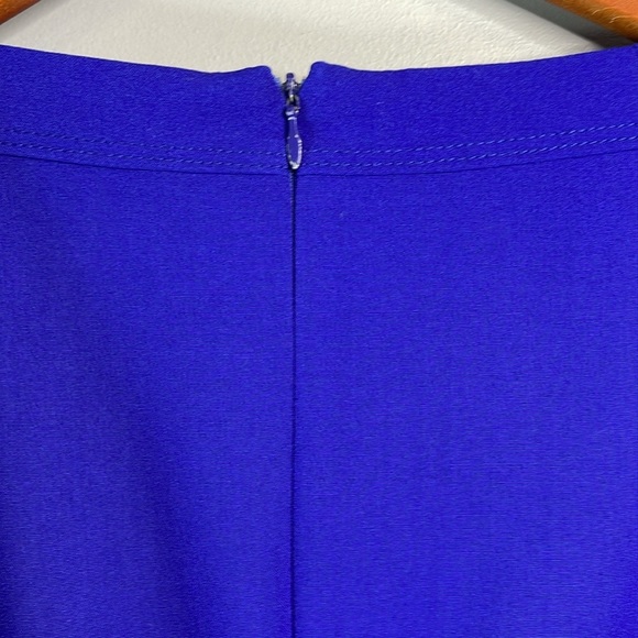 Calvin Klein Shoulder Ruffle Dress Royal Blue Form Fitting Knee Length Midi 12 - Picture 5 of 11